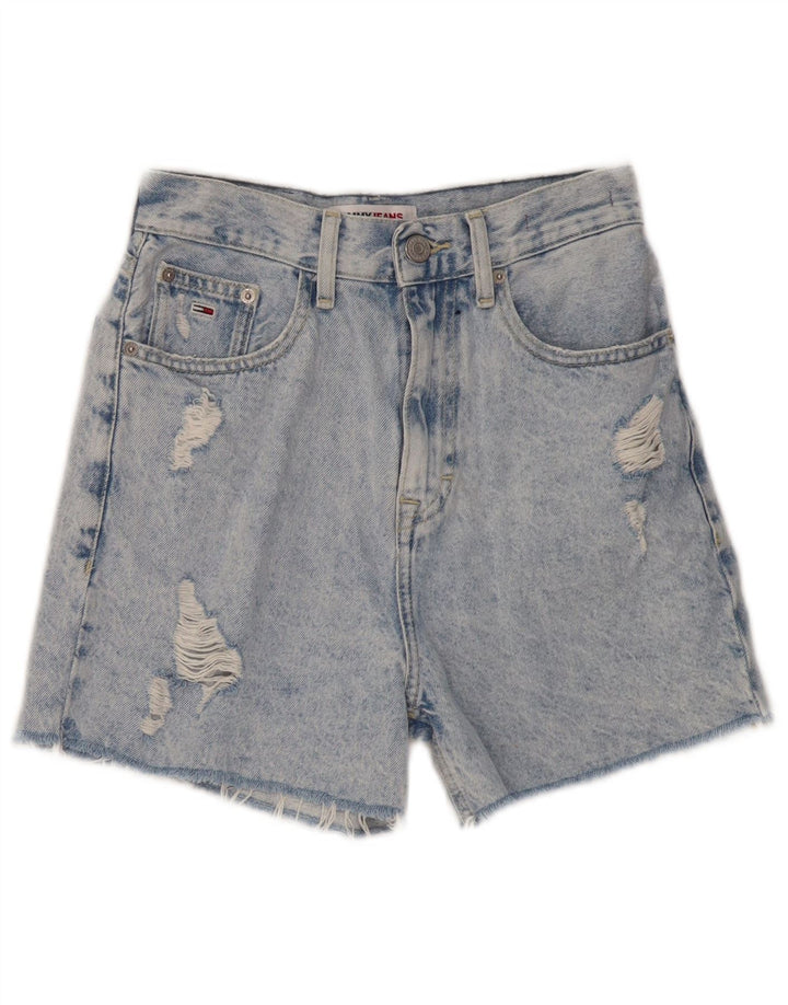 TOMMY HILFIGER Kvinders mor nødlidende denimshorts med høj talje W24 XS Blå