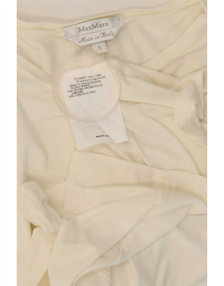 Max Mara Dame T-Shirt Top UK 10 Small White Viscose