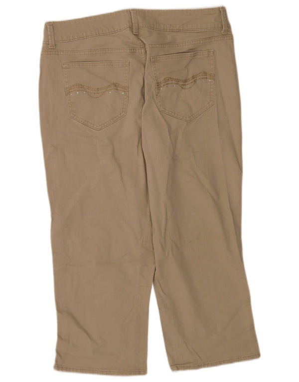 Lee Womens Riders Lige Capri Bukser US 14 XL W32 L20 Beige Bomuld