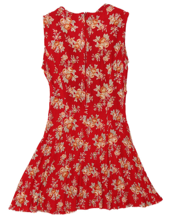 Onyx Dame Ærmeløs A-Line Kjole UK 12 Medium Red Floral