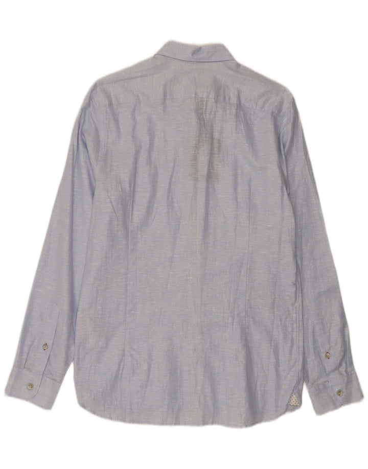 Ted Baker herreskjorte str. 3 Medium Blue Flecked Linen