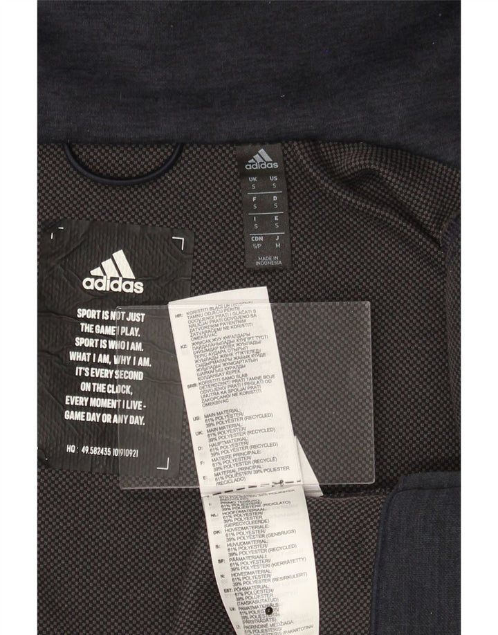 ADIDAS Mens Zip Hoodie Sweater Small Navy Blue Polyester Vintage Adidas and Second-Hand Adidas from Messina Hembry 