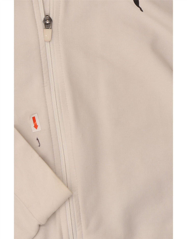 PUMA Grafisk hættetrøje til kvinder med lynlås UK 10 Small White Colourblock