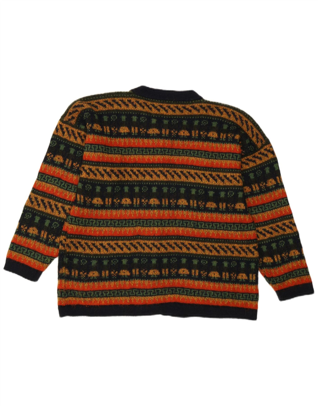 Vintage Dame Cardigan Sweater UK 14 Medium Flerfarvet Geometrisk