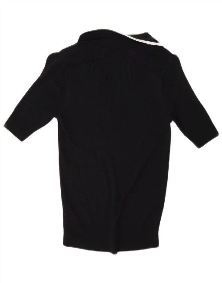 Marks & Spencer Dame Polo Shirt UK 8 Small Black Viscose