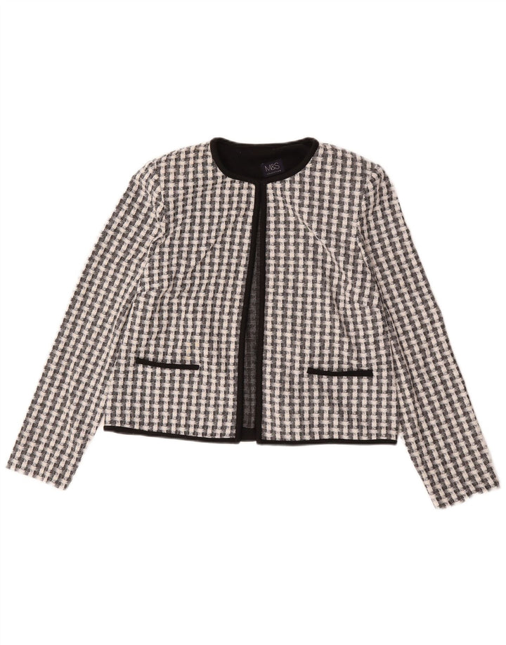 Marks & Spencer Bolero-jakke til kvinder UK 12 Medium Sort Ternet polyester
