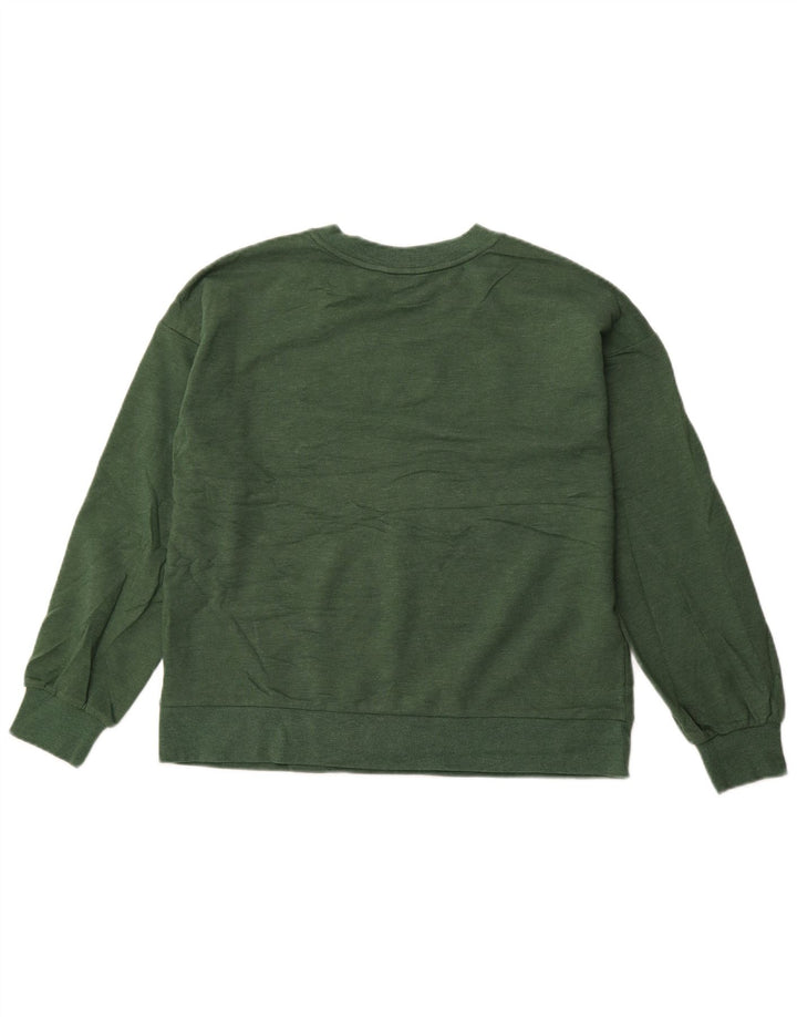 EDDIE BAUER Dame Sweatshirt Jumper UK 14 Medium Green Bomuld