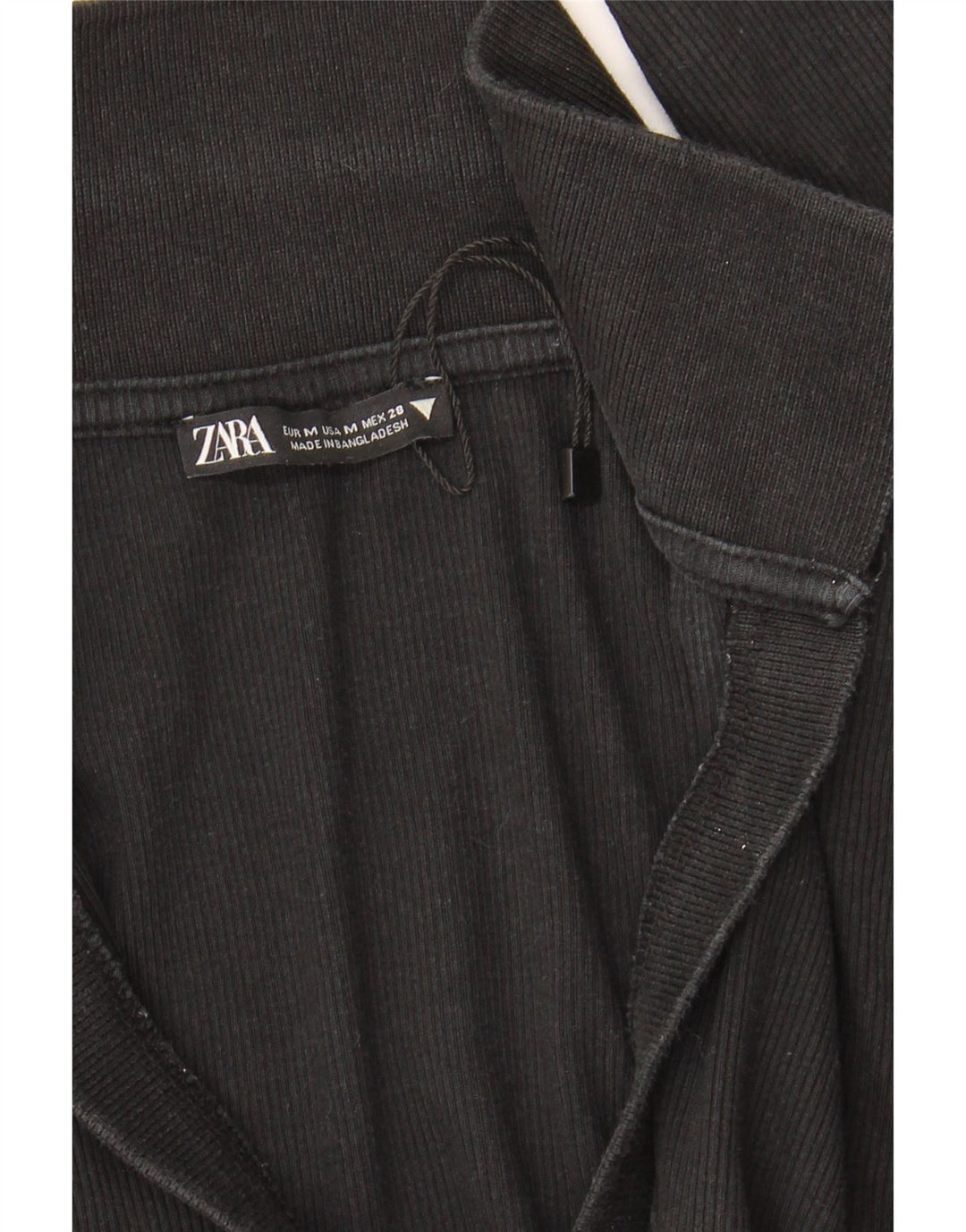 Zara Dame langærmet Crop Polo Shirt UK 12 Medium Black