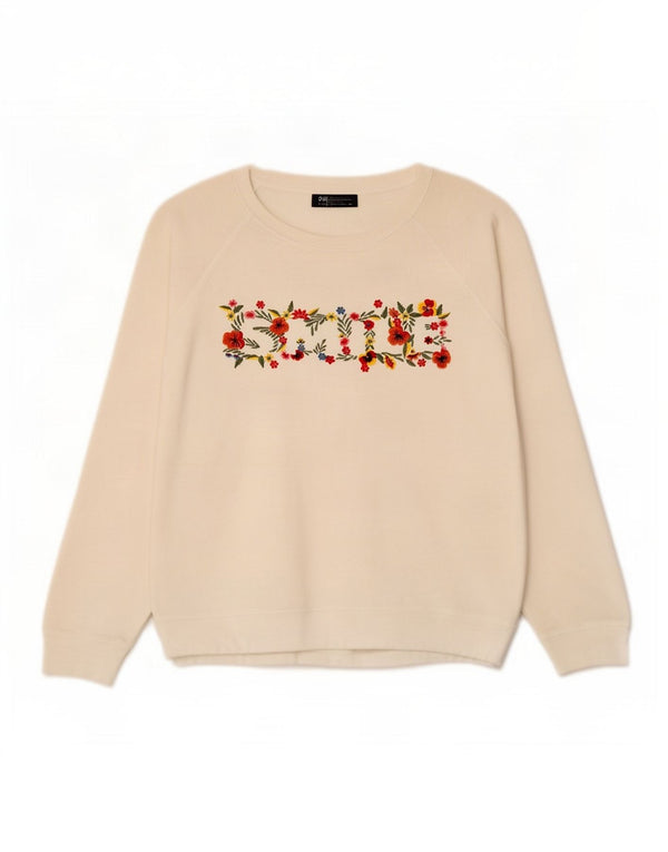 Marks & Spencer Dame Grafisk Sweatshirt Jumper UK 20 2XL White Floral