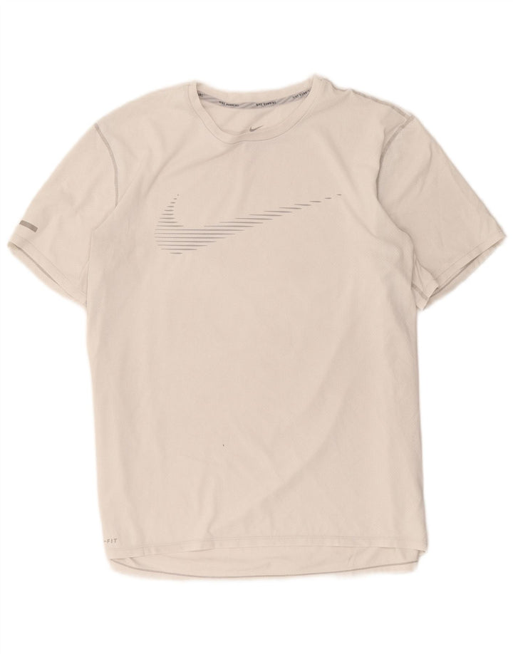 Nike Herre Dri Fit Grafisk T-Shirt Top XL Hvid Polyester