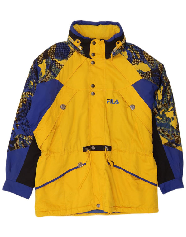 Fila Herre Hætte Loose Fit Skijakke IT 54 Stor Gul Colourblock