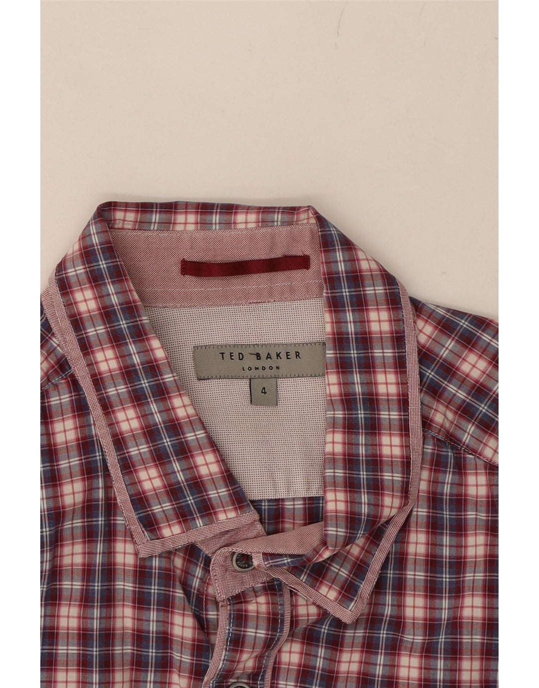 TED BAKER Mens Shirt Size 4 Large Burgundy Check Cotton Vintage Ted Baker and Second-Hand Ted Baker from Messina Hembry 