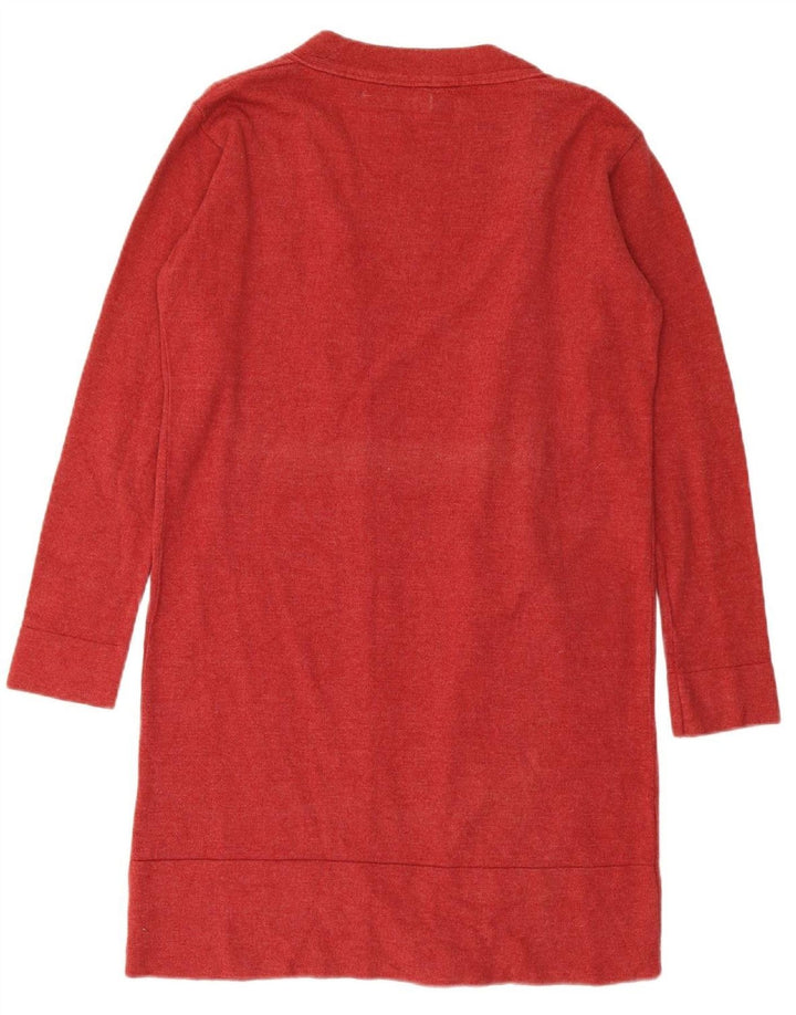 ZARA Womens Longline Open Cardigan Sweater UK 14 Medium Red
