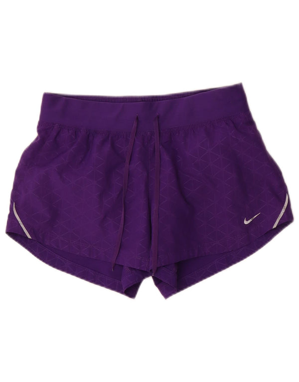 Nike Dame Dri Fit sportsshorts UK 10 Små lilla geometrisk polyester