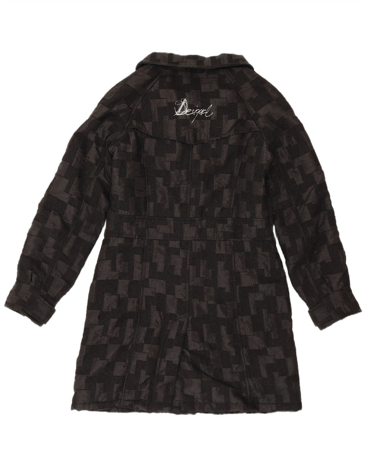 Desigual Dame Windbreaker Coat EU 40 Medium Sort Geometrisk