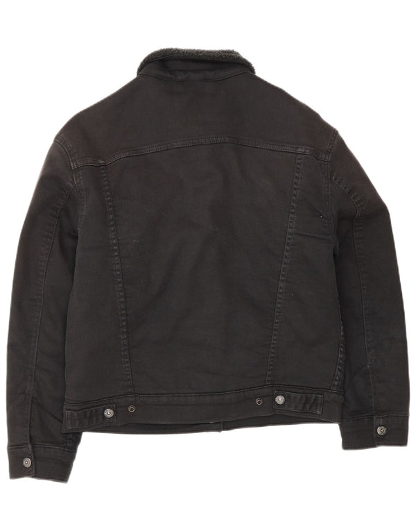 Levi's Dame Denim Sherpa Jacket UK 10 Small Black Bomuld