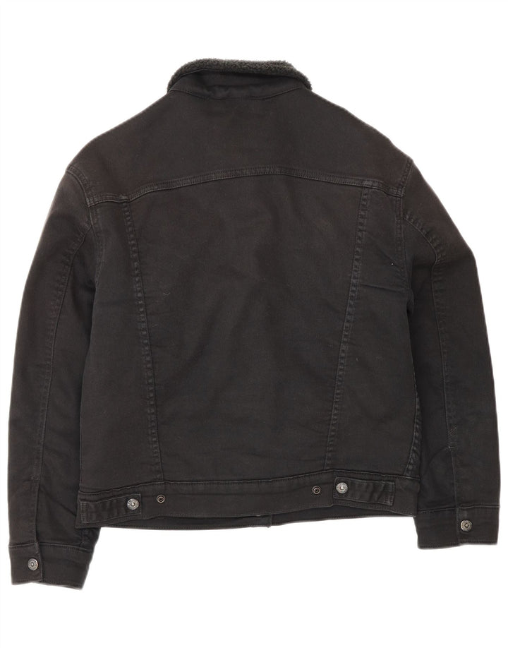 Levi's Dame Denim Sherpa Jacket UK 10 Small Black Bomuld