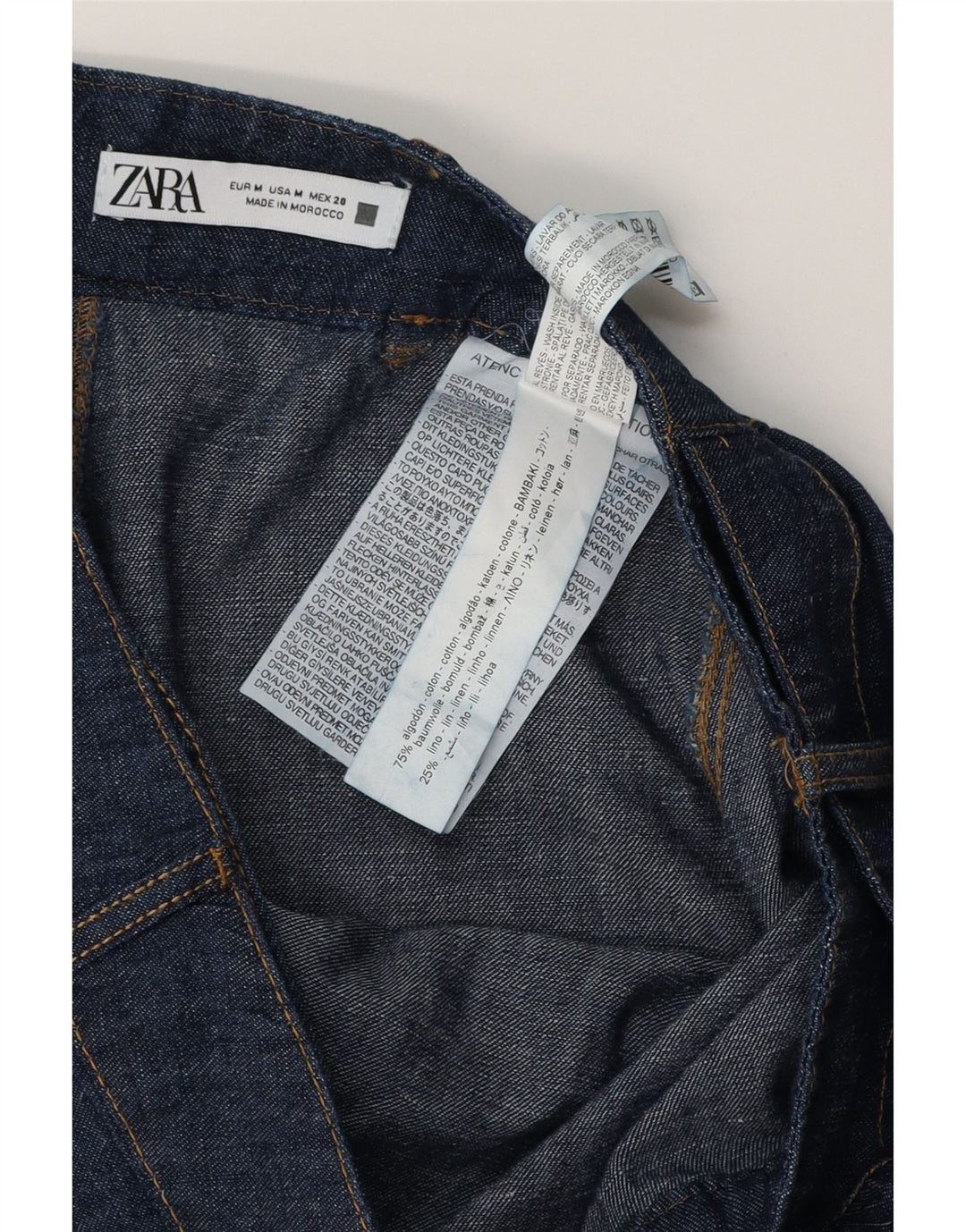 Zara Dame Midi Denim Nederdel Medium W28 Blå Bomuld