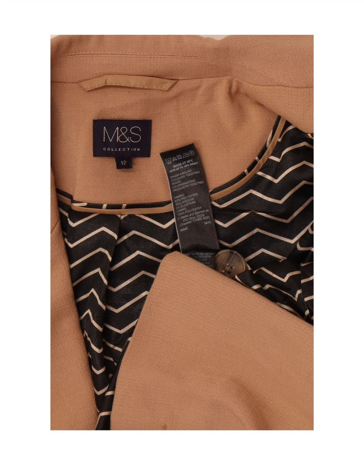 Marks & Spencer Dame 1-knaps blazerjakke UK 12 Medium Brun Polyester