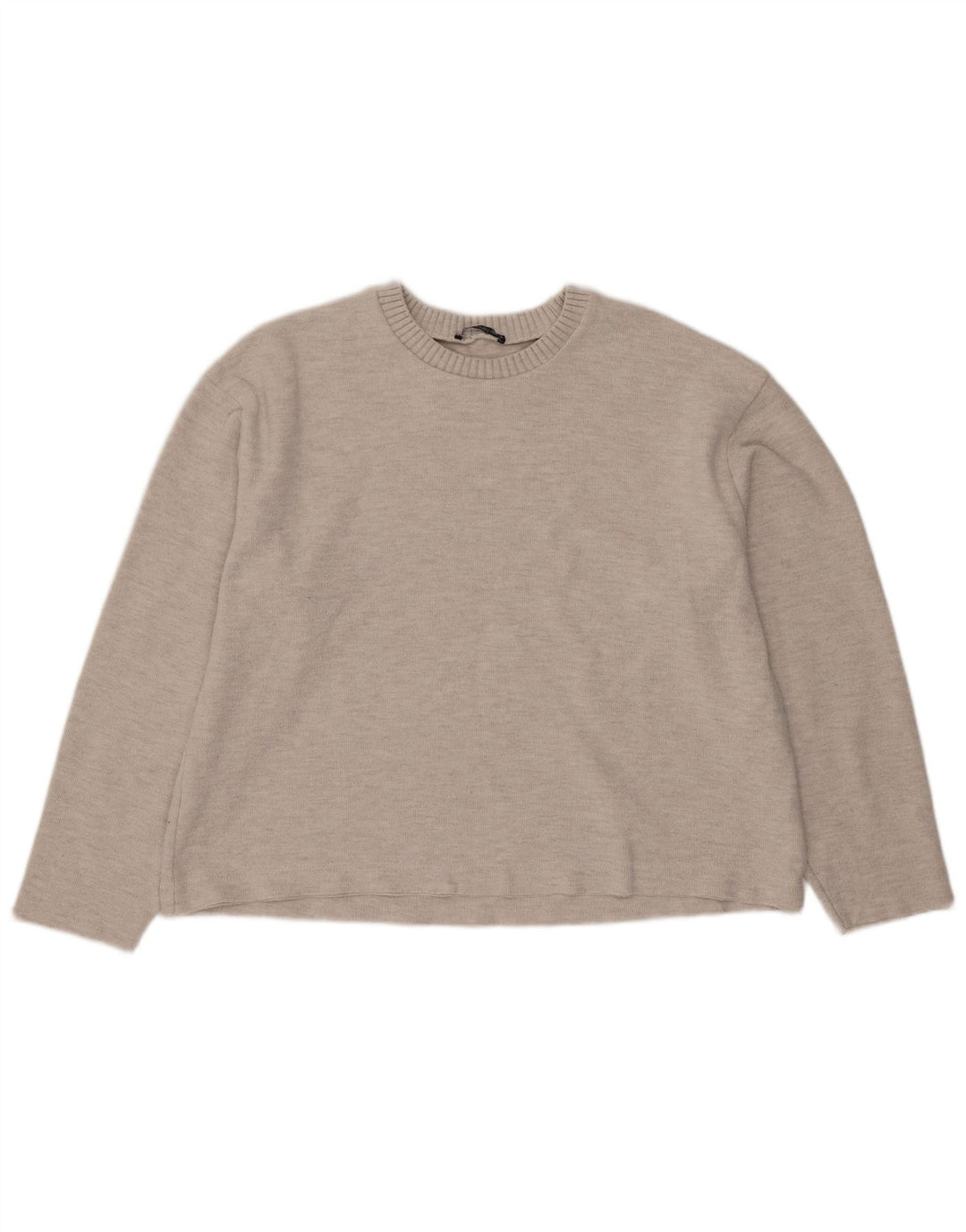 Zara Womens Crop Bluse Top UK 16 Large Beige Polyester