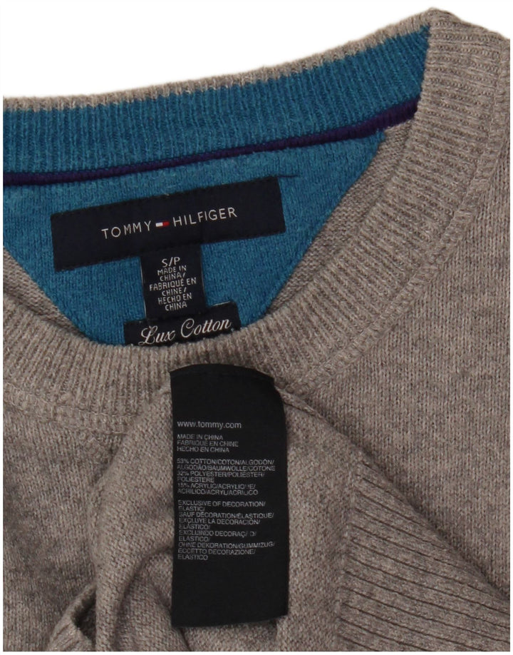 Tommy Hilfiger Herre sweater med rund hals, lille grå bomuld