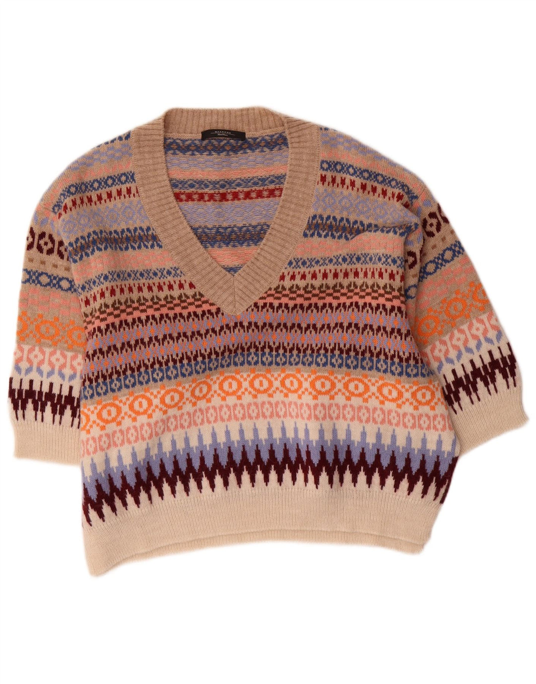Max Mara Dame Weekend V-hals sweater UK 18 XL Flerfarvet