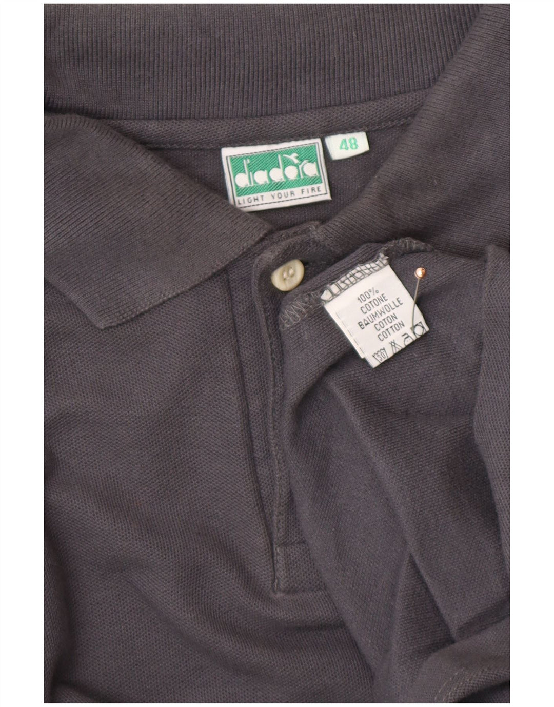 DIADORA Langærmet herre poloshirt IT 48 Mellemgrå bomuld