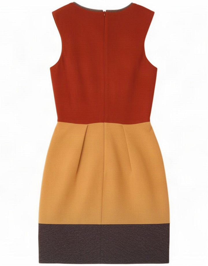 Massimo Dutti Womens Sheath Dress UK 12 Medium Yellow Colourblock