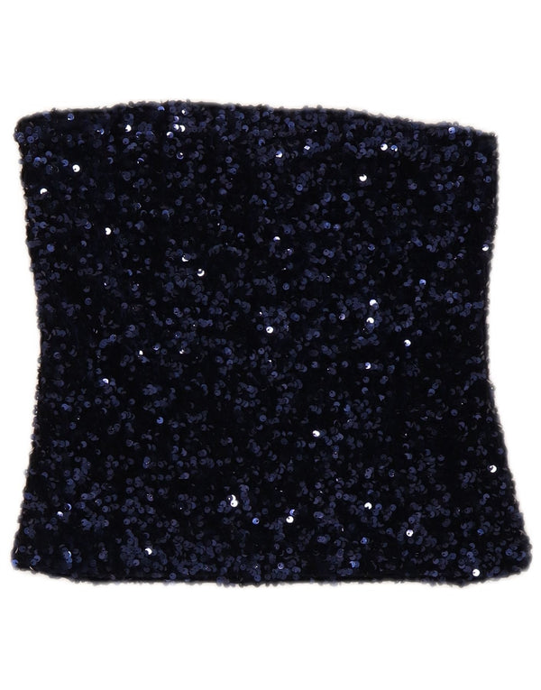 Etam Womens Crop Stropløs Top UK 10 Small Navy Blue Polyester