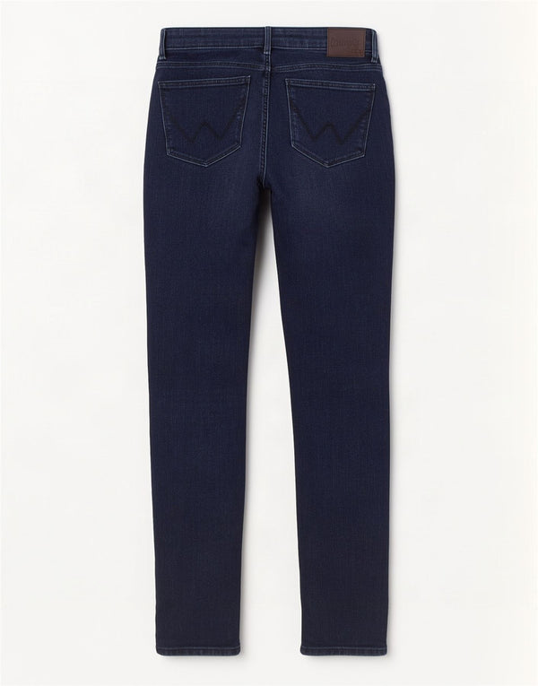 Wrangler Dame Slim Jeans W28 L34 Marineblå Bomuld