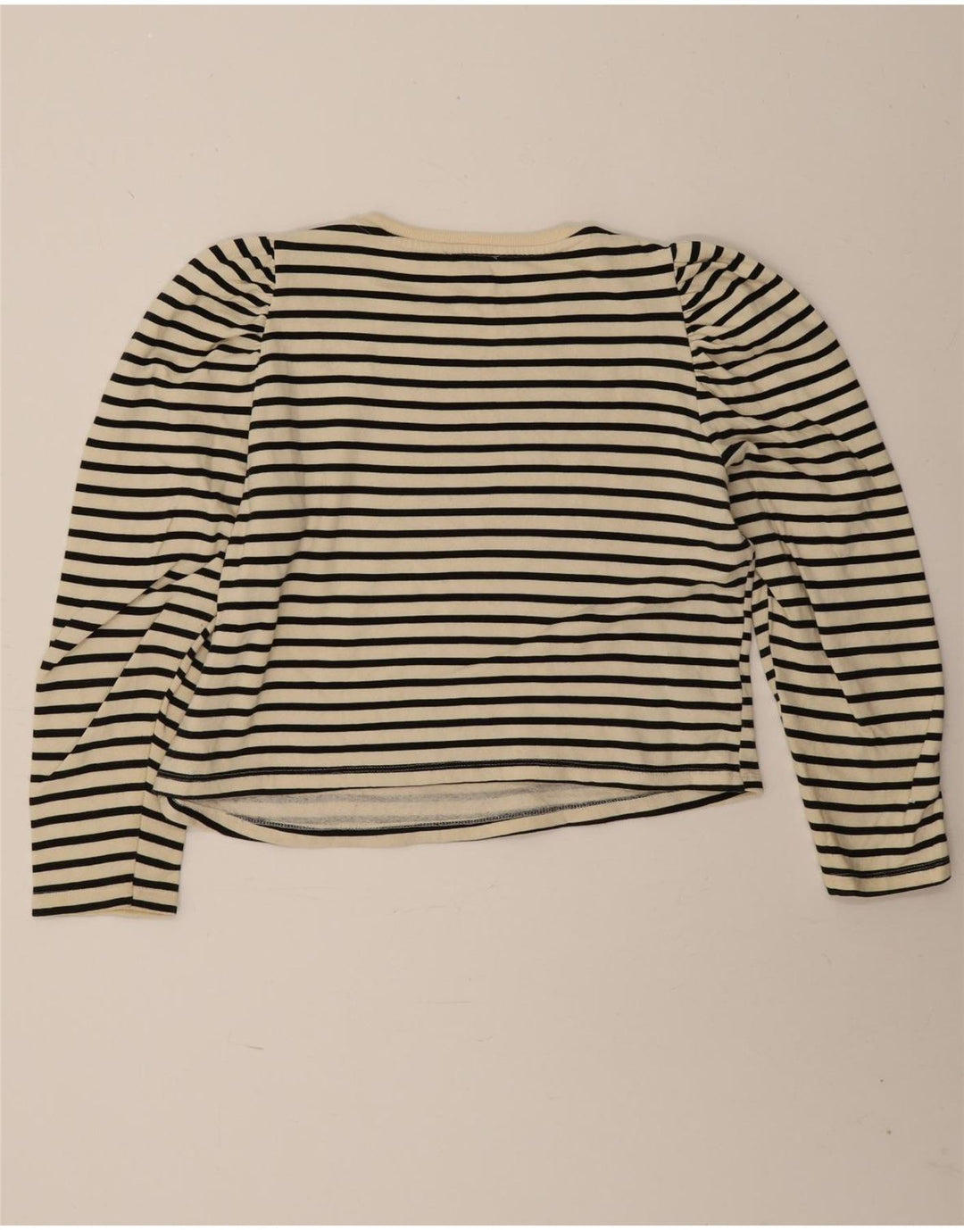 Zara Womens Crop Top Langærmet UK 16 Large Off White Stribet