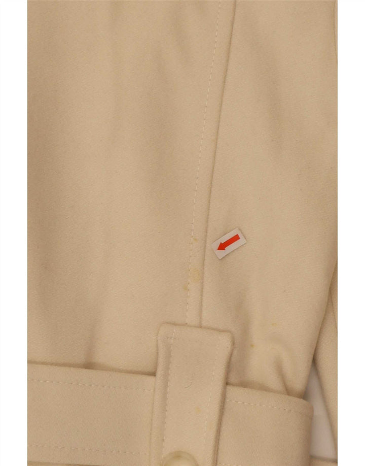 Benetton Dame Dobbeltradet Frakke IT 40 Lille Beige Uld