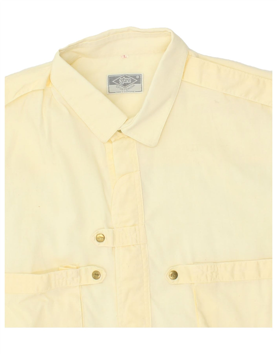 VINTAGE Mens Short Sleeve Shirt Large Yellow Vintage Vintage and Second-Hand Vintage from Messina Hembry 