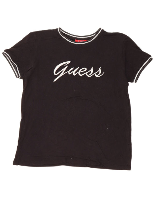 GUESS Kvinder Oversized grafisk T-shirt Top UK 6 XS Sort