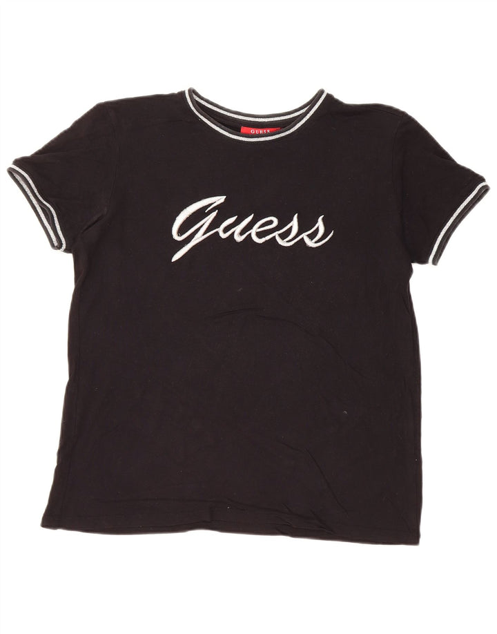 GUESS Kvinder Oversized grafisk T-shirt Top UK 6 XS Sort
