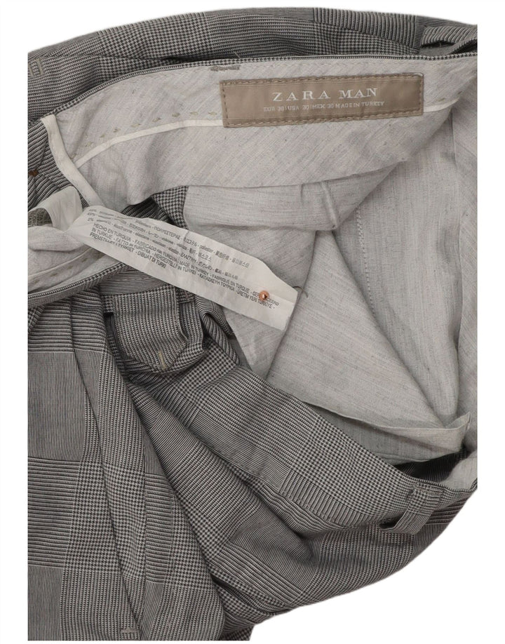 ZARA Slim Chino Bukser til mænd EU 38 Small W30 L31 Grå Houndstooth