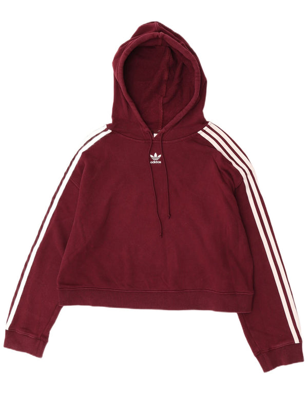 Adidas Dame Crop Hoodie Jumper UK 12 Medium Bourgogne Bomuld