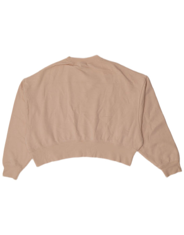 Nike Dame Oversized Sweatshirt Jumper UK 6 XS Beige Bomuld