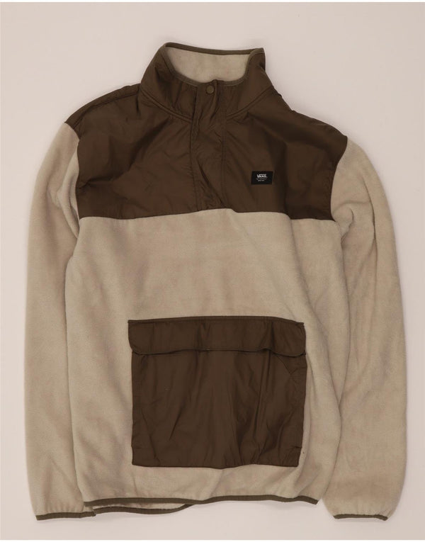 Vans Herre Button Neck Fleece Jumper Large White Colourblock Polyester