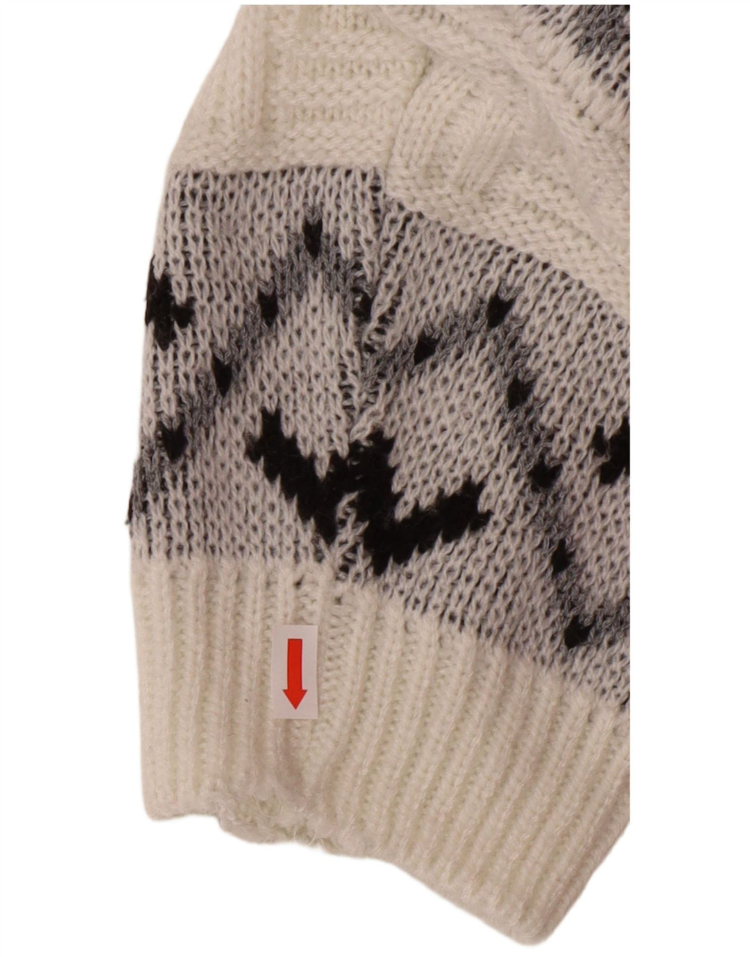 VINTAGE Herre Crew Neck sweater Large White Fair Isle