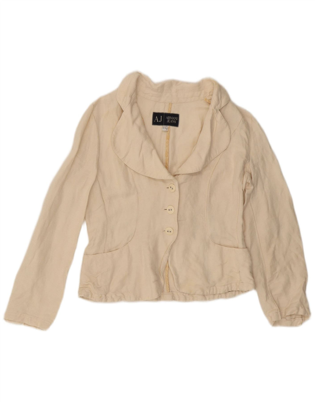 ARMANI JEANS Dame Crop 3-knaps blazerjakke US 6 Medium Off White