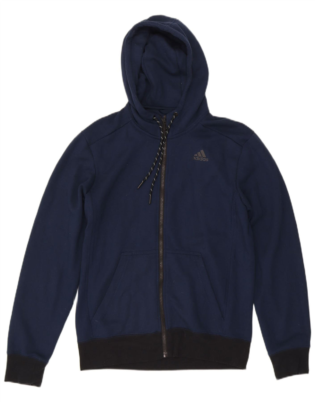 ADIDAS Mens Climalite Zip Hoodie Sweater Small Navy Blue Polyester