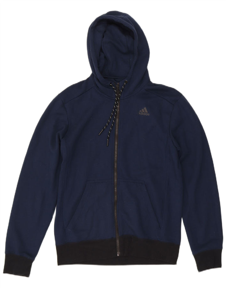 ADIDAS Mens Climalite Zip Hoodie Sweater Small Navy Blue Polyester