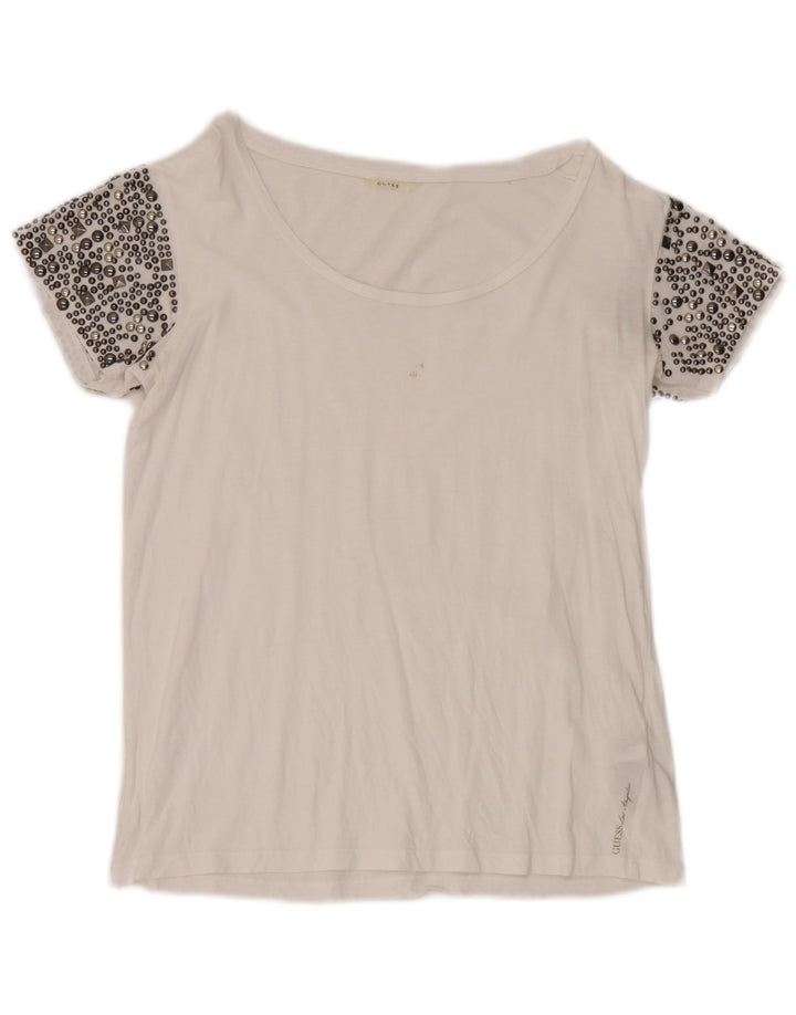 Guess T-shirt top til kvinder UK 8 Lille hvid bomuld