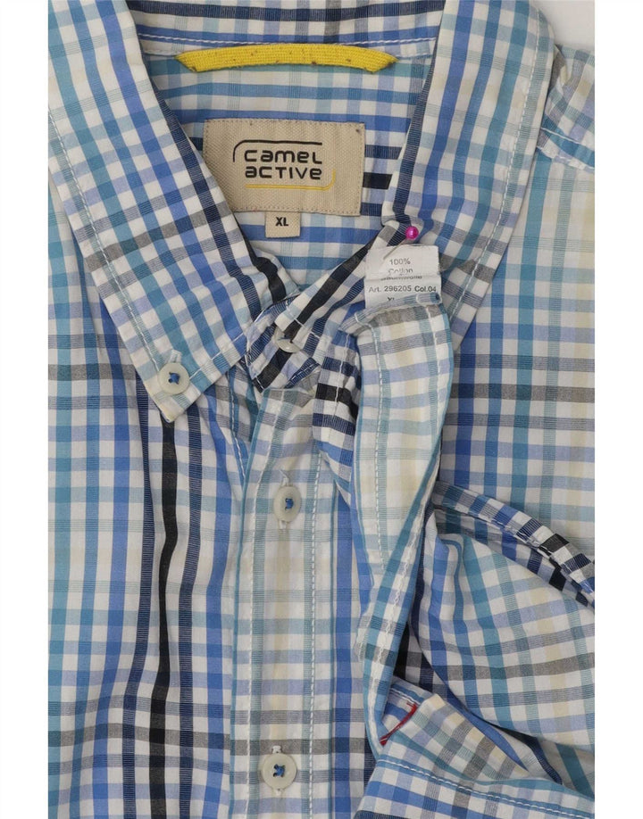 Camel Active Kortærmet Herreskjorte XL Blå Gingham Bomuld