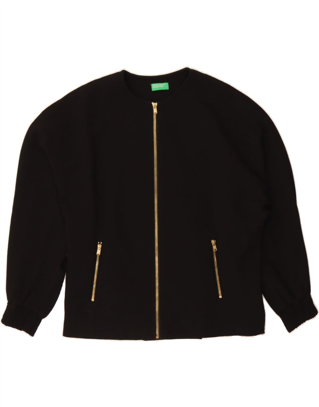 BENETTON Womens 3/4 Sleeve Cardigan Top UK 10 Small Black Polyester Vintage Benetton and Second-Hand Benetton from Messina Hembry 