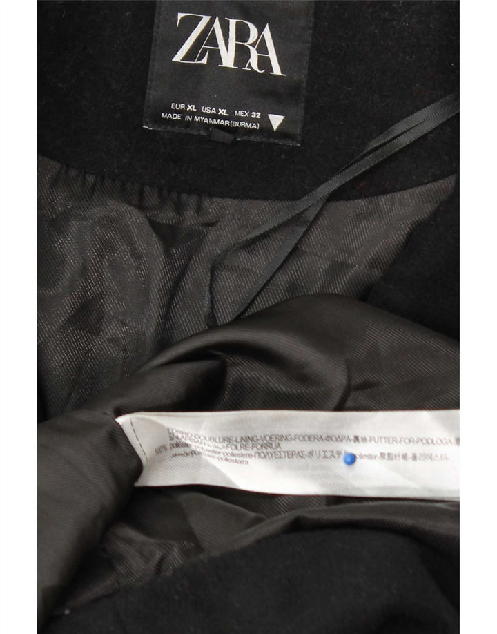 Zara Dame Loose Fit Dobbeltradet Frakke UK 18 XL Sort