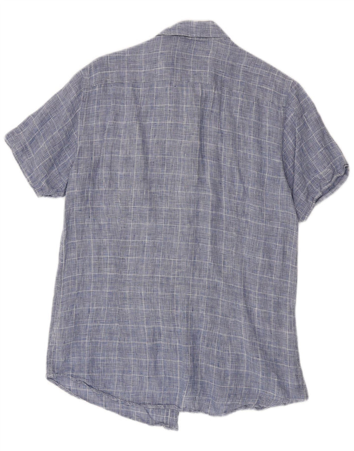 Bedste firma Kortærmet Herreskjorte Medium Blue Houndstooth