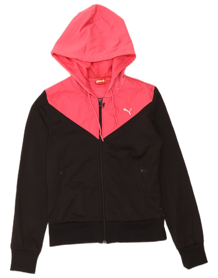 Puma hættetrøje til kvinder med lynlås UK 12 Medium Sort Colourblock Polyester