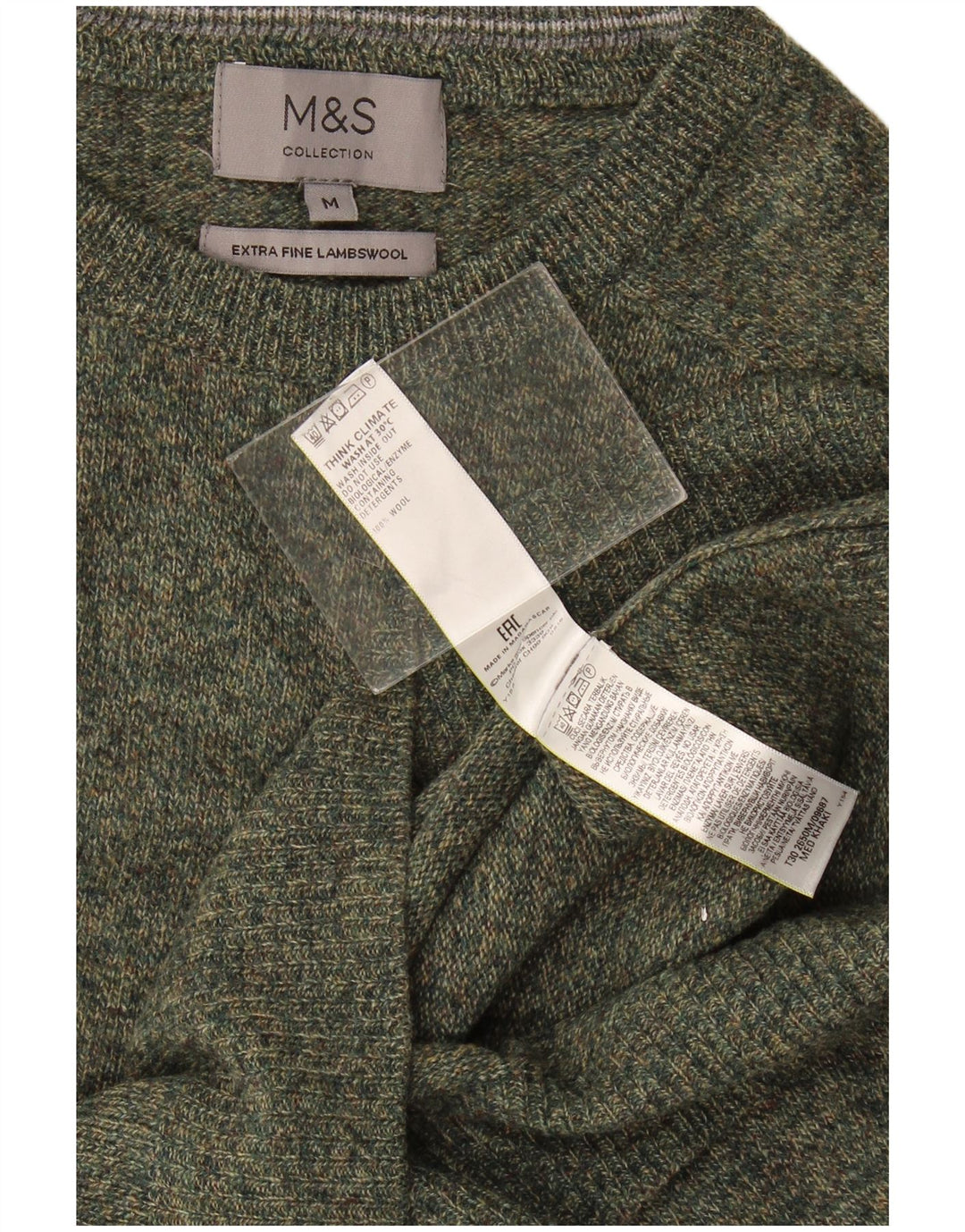 Marks & Spencer Herre Boat Neck Jumper Sweater Medium Green Flecked